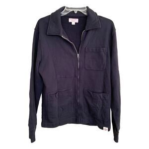 Wallace & Barnes Zip Up Jacket Pockets Blue 100% Cotton Casual S Dark Academia